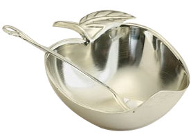 Silverplated Apple Honey Dish with Spoon