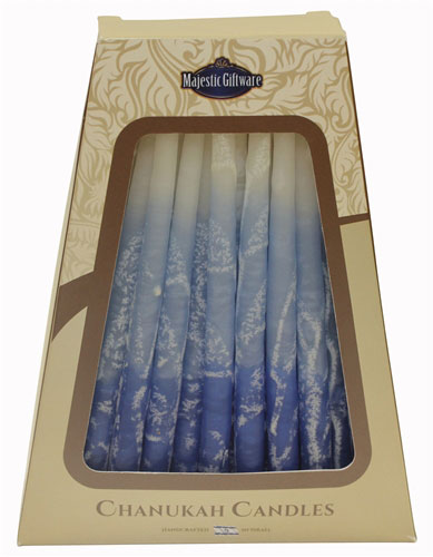 Safed Chanukah Candles - Blue/White with Details