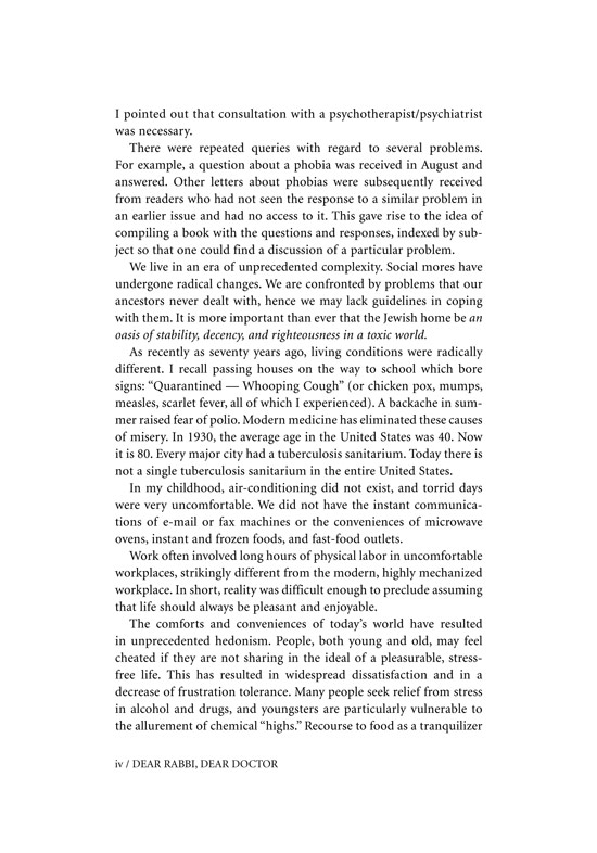 Introduction of Dear Rabbi, Dear Doctor