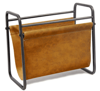 Design Styles Leather Magazine Holder Metal/Camel