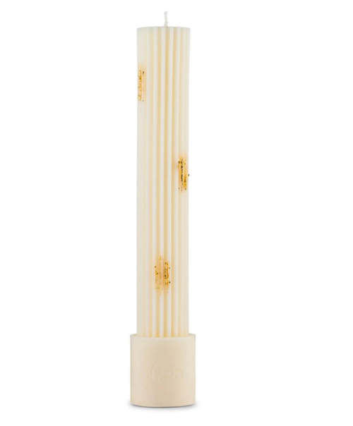 Waterdale Ribbed Havdalah Candle White