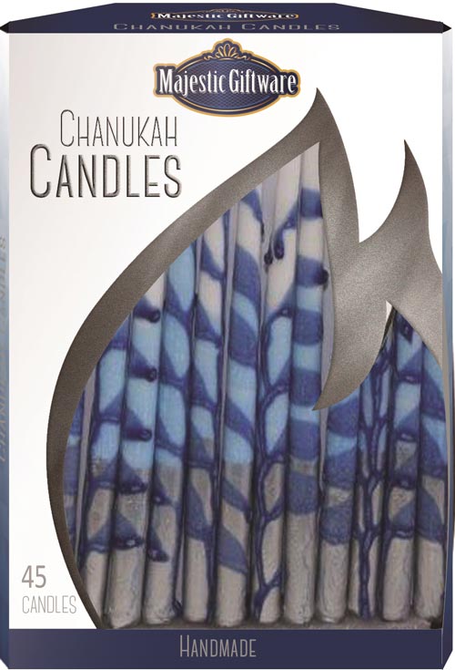 Chanukah Candles - Executive Collection - 45 Pack - Blue/White/Silver