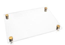 Lucite By Design Hadlakas Neiros / Chanukah Tray with Brushed Gold Legs
