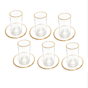 Waterdale Glass Cups & Saucer Gold Rim - Set of 6