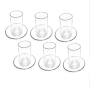 Waterdale Glass Cups & Saucer Silver Rim - Set of 6