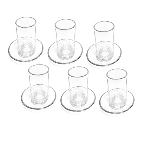 Waterdale Glass Cups & Saucer Silver Rim - Set of 6