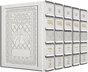 Sefard Yerushalayim White Leather Schottenstein Ed Interlinear 5 Volume Machzor Set