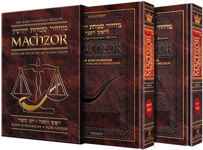 Ashkenaz - Schottenstein Ed. Interlinear 2 Volume Machzor Set Pocket Size