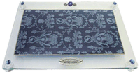 Lily Art Glass Challah Tray - Oriental Blue Design