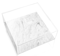 Lucite By Design Matzah Box X-Large Grey Marble Design Box with Flat Lid