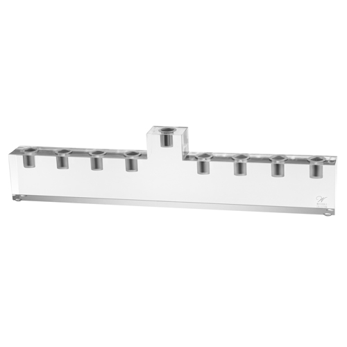 Waterdale Clear Lucite Menorah with Metal Fire-safe Inserts