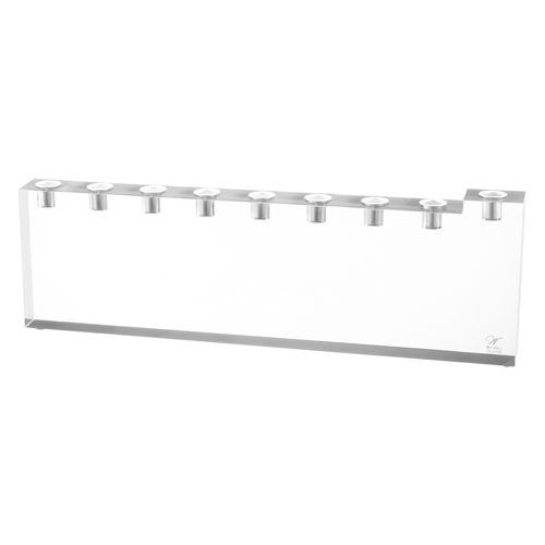 Waterdale Lucite Modern Menorah with Metal Fire-safe Inserts Silver