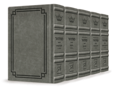 Signature Leather Collection Sefard Hebrew/English Full-Size 5 Vol Machzor Set Glacier Grey