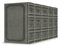 Signature Leather Collection Ashkenaz Hebrew/English Full-Size 5 Vol Machzor Set Glacier Grey