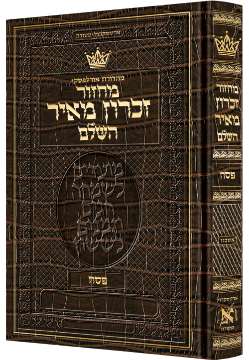 Machzor Pesach Hebrew Only Ashkenaz  with Hebrew Instructions - Alligator Leather