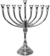 Metal Aluminium Menorah with Nickel Plated Finish