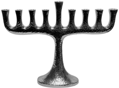 Metal Aluminium Menorah Hammered Design with Nickel Plated Finish