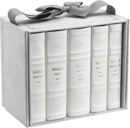 Machzor 5 Vol. Hebrew English Mid Size Ashkenaz Faux Leather - White