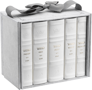 Machzor 5 Vol. Hebrew English Mid Size Sefard Faux Leather - White