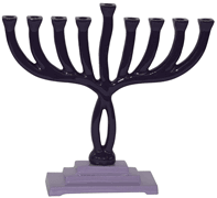 Metal Aluminium Menorah Enamel 2 Tone Purple  8.5" H