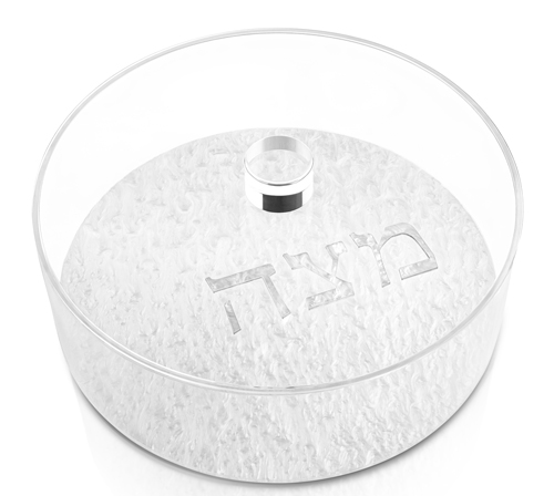 Lucite By Design Round Luxe Marble Matzah Box