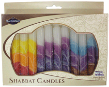 Safed Shabbat Candle - 12 Pack - White Mix