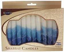 Safed Shabbat Candle - 12 Pack - White Turquoise