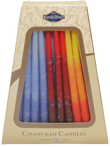 Safed Chanukah Candles - Blue/Red/Orange