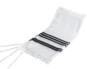  Enhanced Wool Tallis - No Slip Design - Black Stripes 