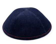 Custom Shoppe Blue Denim Red Stitching Yarmulka