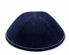 Custom Shoppe Blue Denim White Stitching Yarmulka