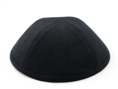 Sleeve of 12 Custom Shoppe Black Linen Yarmulka Size 6 