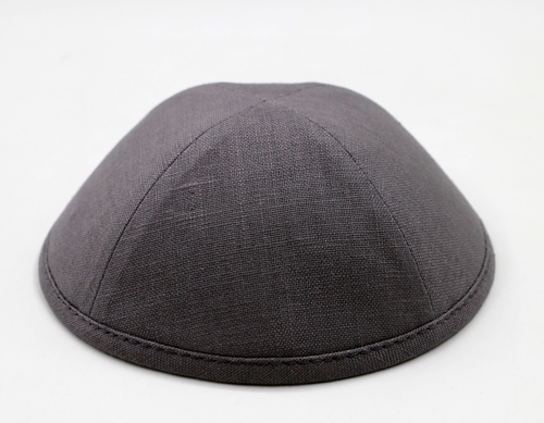 Custom Shoppe Grey Linen Yarmulka 