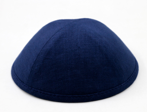 Sleeve of 12 Custom Shoppe Navy Linen Yarmulka Size 2