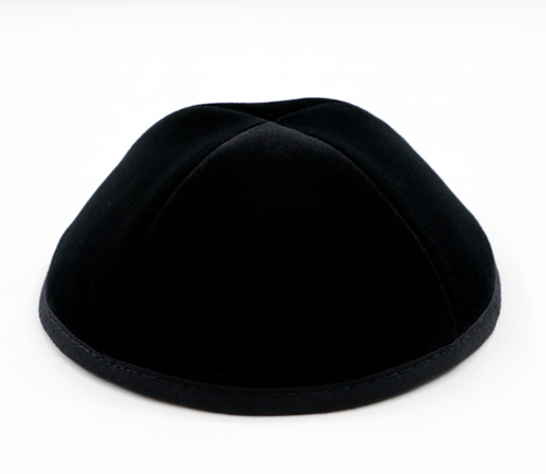 Custom Shoppe Black Velvet Yarmulka Black Stitching  