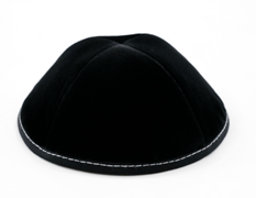 Sleeve of 12 Custom Shoppe Black Velvet Yarmulka Grey Stitching Size 4