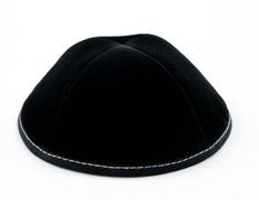 Custom Shoppe Black Velvet Yarmulka Grey Stitching