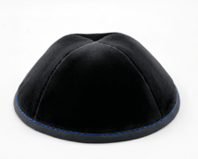 Custom Shoppe Grey Velvet Yarmulka Blue Stitching