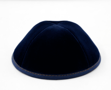 Custom Shoppe Navy Velvet Yarmulka Camel Stitching