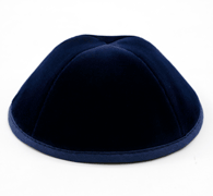 Custom Shoppe Navy Velvet Yarmulka Navy Stitching