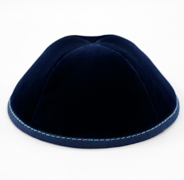 Custom Shoppe Navy Velvet Yarmulka Teal Stitching